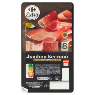 Carrefour Extra Jambon Serrano Szynka wieprzowa suszona w plastrach 100 g - Kiełbasa i wędliny - miniaturka - grafika 1