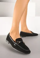 Mokasyny damskie - Czarne Mokasyny Loafersy z Klamerką Esseria - miniaturka - grafika 1