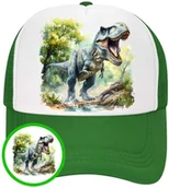 Czapki i chusty sportowe męskie - Czapka z Daszkiem Dinozaur Zielona z Nadrukiem Na Lato Siatka Bejsbolówka - miniaturka - grafika 1