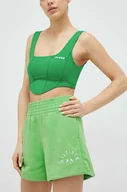 Spodenki damskie - Tommy Hilfiger szorty damskie kolor zielony z aplikacją high waist - miniaturka - grafika 1
