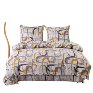 Pościel Wzory żółte/brązowe/mięta - 200x200 - 3 cz. - Pościel - miniaturka - grafika 1
