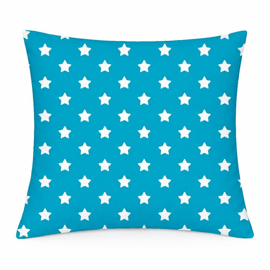 Poszewka bawełniana 40x40 niebieska w białe gwiazdki, dziecięcy nowoczesny - COTTON HOME KIDS