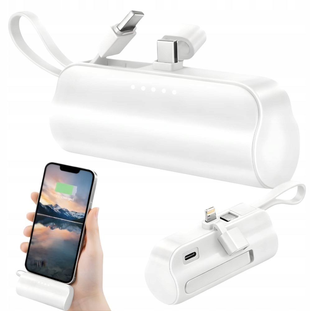 POWERBANK 5000 MAH LIGHTNING KABEL USB-C KIESZONKOWY POWER BANK PODRÓŻNY