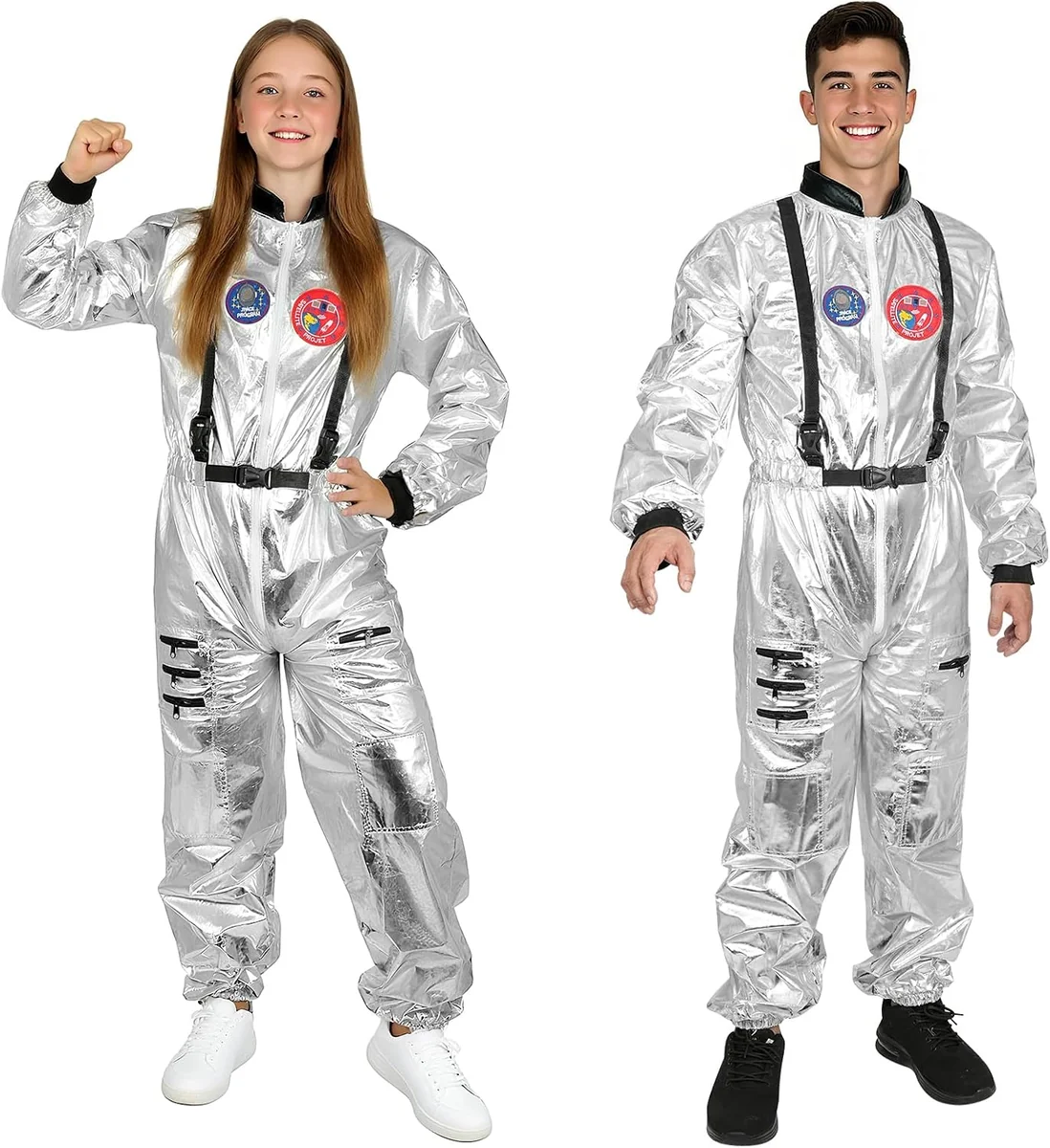 KOSTIUM ASTRONAUTA SREBRNY KOSMICZNY PRZEBRANIE KOMBINEZON COSPLAY IMPREZA
