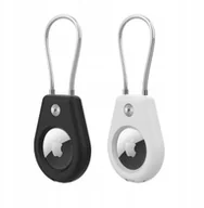 Pozostałe akcesoria do telefonów - Etui na Apple AirTag ze stalową linką - czarne + białe 2 sztuki - miniaturka - grafika 1