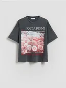 Koszulki dla dziewczynek - Reserved - T-shirt z nadrukiem - ciemnoszary - miniaturka - grafika 1