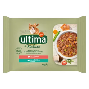 Ultima Cat Nature, 4 x 85 g - Łosoś i dorsz - Mokra karma dla kotów - miniaturka - grafika 1