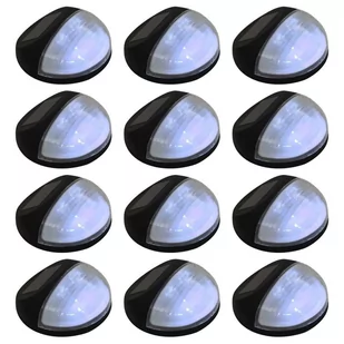 vidaXL Ścienne lampy solarne LED na zewnątrz, 12 szt, okrągłe, czarne - Lampy ogrodowe - miniaturka - grafika 1