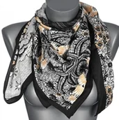 Apaszki i szaliki damskie - Chusta damska apaszka satynowa DRZEWO MDB-63B czarna - miniaturka - grafika 1