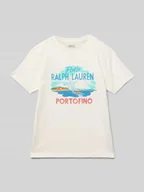 Koszulki dla chłopców - T-shirt z nadrukiem z logo - miniaturka - grafika 1