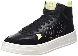 Armani Exchange Damskie sneakersy Seattle Mid z kontrastowym wyszywanym logo, Black Lemon, 37.5 EU - Sneakersy damskie - miniaturka - grafika 1