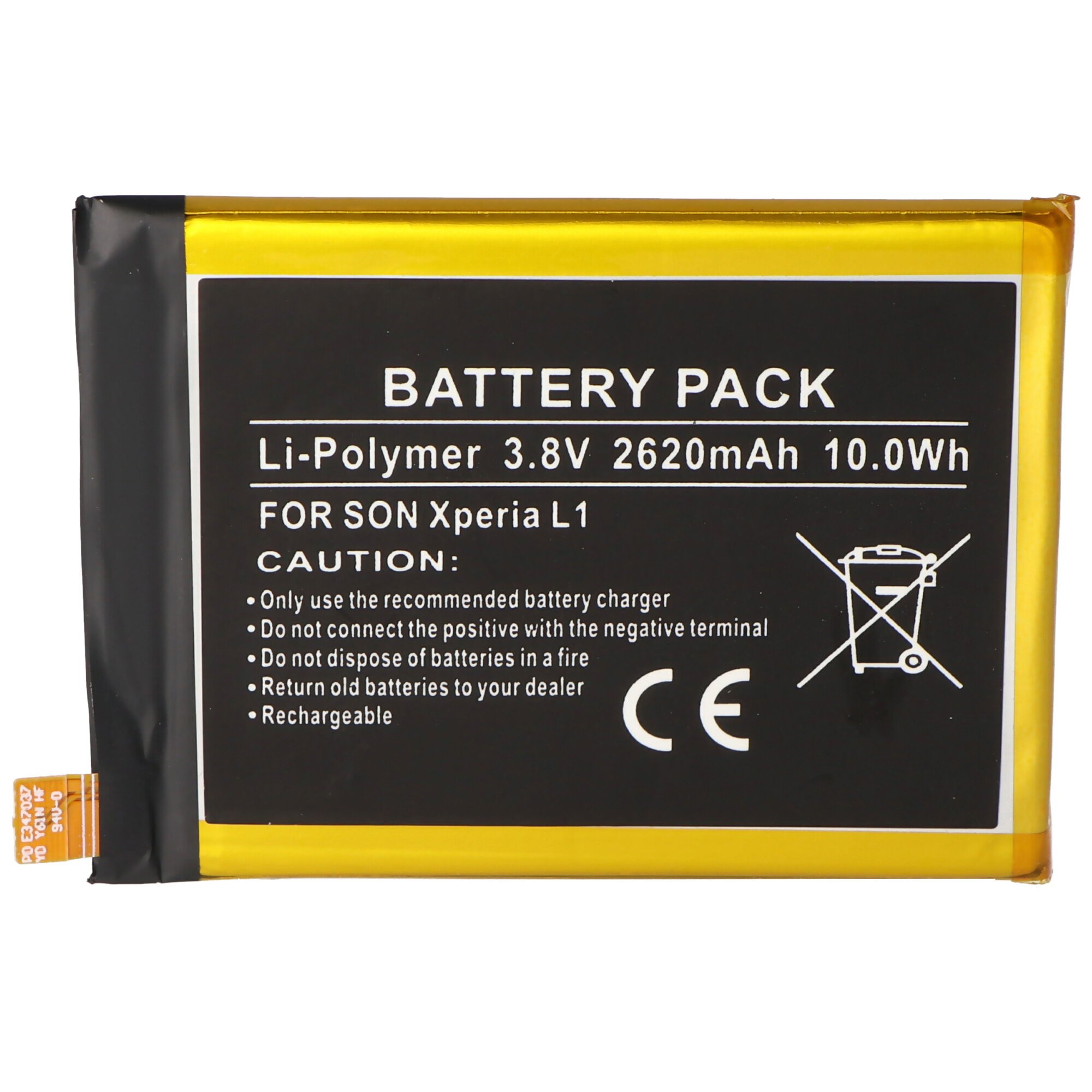 Bateria odpowiednia dla Sony XPERIA L1, Li-Polymer, 3,8V, 2620mAh, 10,0Wh, wbudowana, bez narzędzi