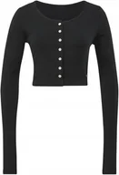 Bluzki damskie - CROP TOP - CL WDE TREND LS TOP HT7840 koszulka CZARNA - miniaturka - grafika 1