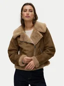 Płaszcze damskie - Vero Moda Kożuch Peggy 10290150 Brązowy Regular Fit - miniaturka - grafika 1