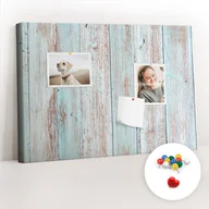 Tablice i flipcharty - Szkolna Tablica korkowa 60x40 cm, Kolorowe Pinezki, wzór Pastelowe drewno - miniaturka - grafika 1