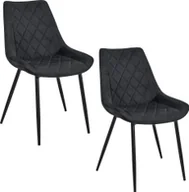 Krzesła - Fabryka Mebli Akord 2x Welurowe krzesło tapicerowane pikowane SJ.0488 Czarne - miniaturka - grafika 1