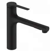 Baterie kuchenne - HANSGROHE 74822670 Zesis M33 Jednouchwytowa bateria kuchenna 160, metalowa wyciągana wylewka, 2jet Czarny Matowy - miniaturka - grafika 1