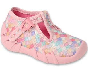 Kapcie dziewczęce domowe do przedszkola na zapinki różowe Befado 110P501-23 - Kapcie damskie - miniaturka - grafika 1