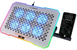 Podstawka chłodząca pod laptopa Rampage FREEZ 9-17" RGB 6 wentylatorów, srebrna - Podkładki chłodzące pod laptopa - miniaturka - grafika 1