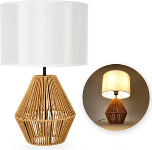 Lampka nocna Stołowa SIBU ST biały klosz STYL BOHO 1xE27 50cm Naturalna - Oprawy, klosze i abażury - miniaturka - grafika 1