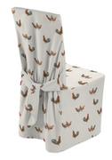 Pokrowce na meble - Dekoria Sukienka na krzesło brązowe kurki na kremowym tle 45 × 94 cm Flowers 580-141-80 - miniaturka - grafika 1
