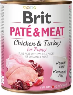 Brit PATÉ & MEAT CHICKEN & TURKEY FOR PUPPY 6x800g - Mokra karma dla psów - miniaturka - grafika 1