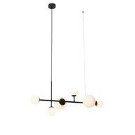 Lampy sufitowe - QAZQA Nowoczesna lampa wisząca czarna z matowym szkłem 6 lamp - Monaco - miniaturka - grafika 1
