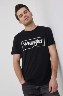 Koszulki męskie - Wrangler t-shirt bawełniany kolor czarny z nadrukiem - grafika 1