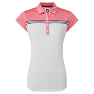 Golf - Damska koszulka golfowa Footjoy Engineered Colour Block Lisle Ladies Polo white/bright coral - miniaturka - grafika 1