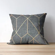 Poduszki dekoracyjne - Poduszka Welurowa z poszewką dekoracyjna Geometria MUSTARD - miniaturka - grafika 1
