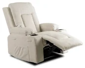 Fotele - Beżowy sztruksowy fotel rozkładany - Bino - miniaturka - grafika 1