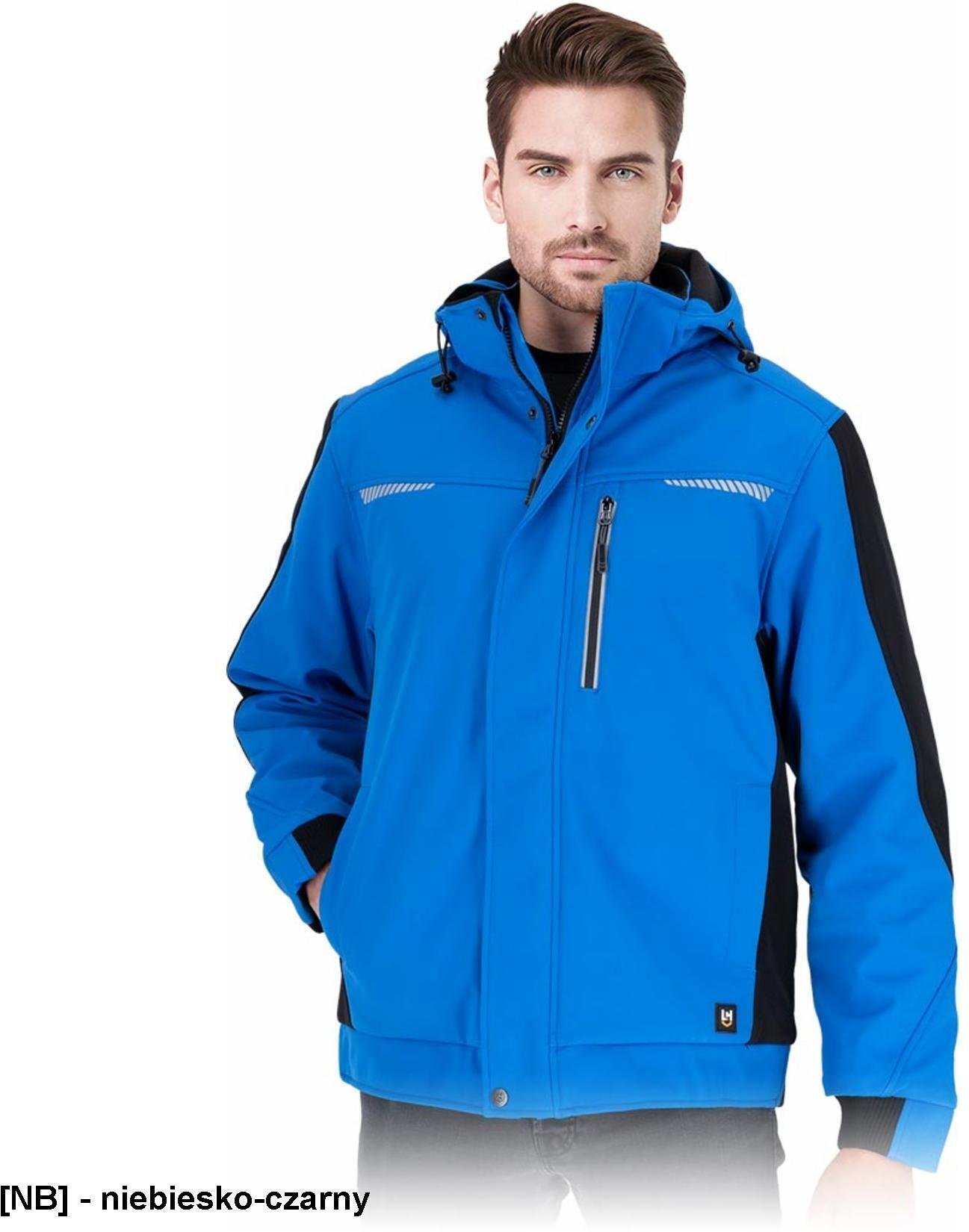 Kurtka ochronna ocieplana męska trójwarstwowa tkanina softshell kaptur odsuwany na troczki odblaskowe elementy pikowana podszewka LH-TORNADO 3XL