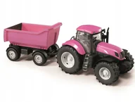 Samochody i pojazdy dla dzieci - DUŻY TRAKTOR WYWROTKA PRZYCZEPA MOCNY OTWIERANE DRZWI I MASKA 1:16 RÓŻOWY - miniaturka - grafika 1