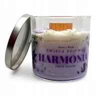 Świece - Świeca Sojowa naturalna ręcznie robiona duża 610ml ozdobna Harmonia Lawenda - miniaturka - grafika 1