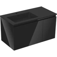 Szafki łazienkowe - Mexen Orio szafka łazienkowa 90 cm z umywalką Otis lewą, 1S, 1D, czarna połysk/czarna mat - 91A13-09047-3-BBFF70-W18L71 - miniaturka - grafika 1
