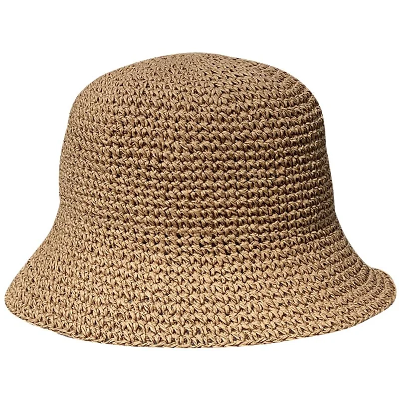 Bkrdty Kapelusz słomkowy, składany, słomkowy, damski, kapelusz przeciwsłoneczny, oddychający, na plażę, na wędrówki, kemping, podróże, khaki, 56