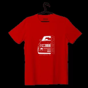 T-shirt koszulka przód BMW E30 czerwona-L - Odzież do sportów motorowych - miniaturka - grafika 1