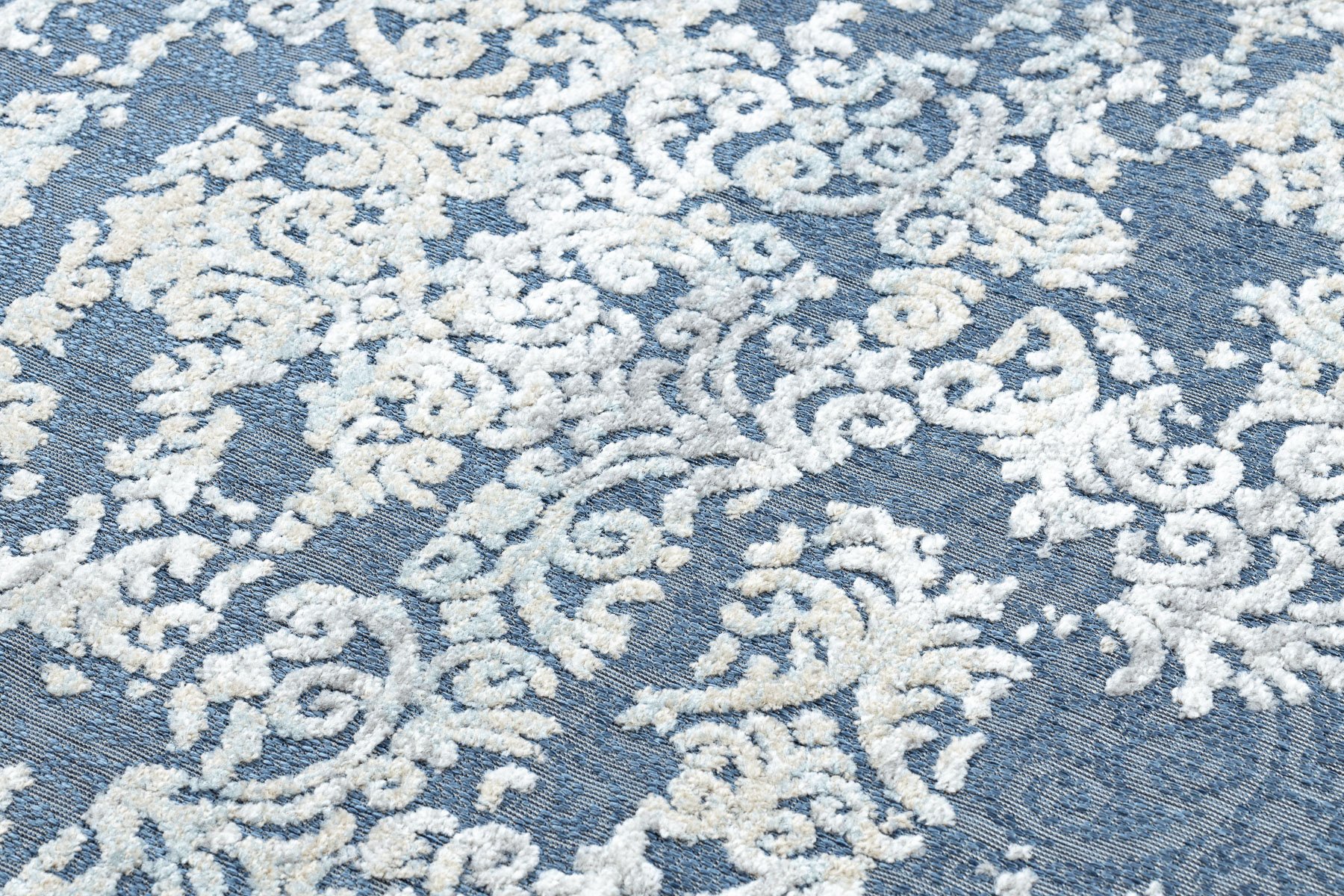 Dywan Strukturalny SOLE D3811 Ornament - płasko tkany / beż niebieski 80x250 cm