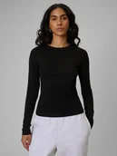 Koszulki i topy damskie - 4F Longsleeve slim gładki damski - czarny XS - miniaturka - grafika 1