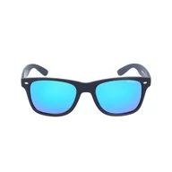 Okulary przeciwsłoneczne - Okulary przeciwsłoneczne czarne nerdy matowe z niebieską lustrzanką DE-818 - miniaturka - grafika 1