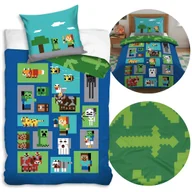 Pościel dla dzieci - Minecraft Niebiesko-zielona, DWUSTRONNA, bawełniana pościel dziecięca na zamek, 100% BAWEŁNA 140x200cm+70x90cm OEKO-TEX - miniaturka - grafika 1