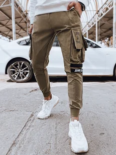 Spodnie męskie bojówki beżowe Dstreet UX4308-S - Spodnie męskie - miniaturka - grafika 1