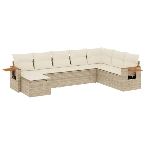 Beżowy zestaw mebli ogrodowych z rattanem PE, wymiary: 62x62x69 cm