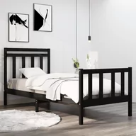 Łóżka - Lumarko Rama łóżka, czarna, lite drewno, 90x190 cm, pojedyncza - miniaturka - grafika 1