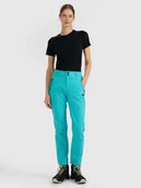 Odzież trekkingowa damska - 4F Spodnie trekkingowe softshell membrana 10000 damskie - turkusowe L - miniaturka - grafika 1