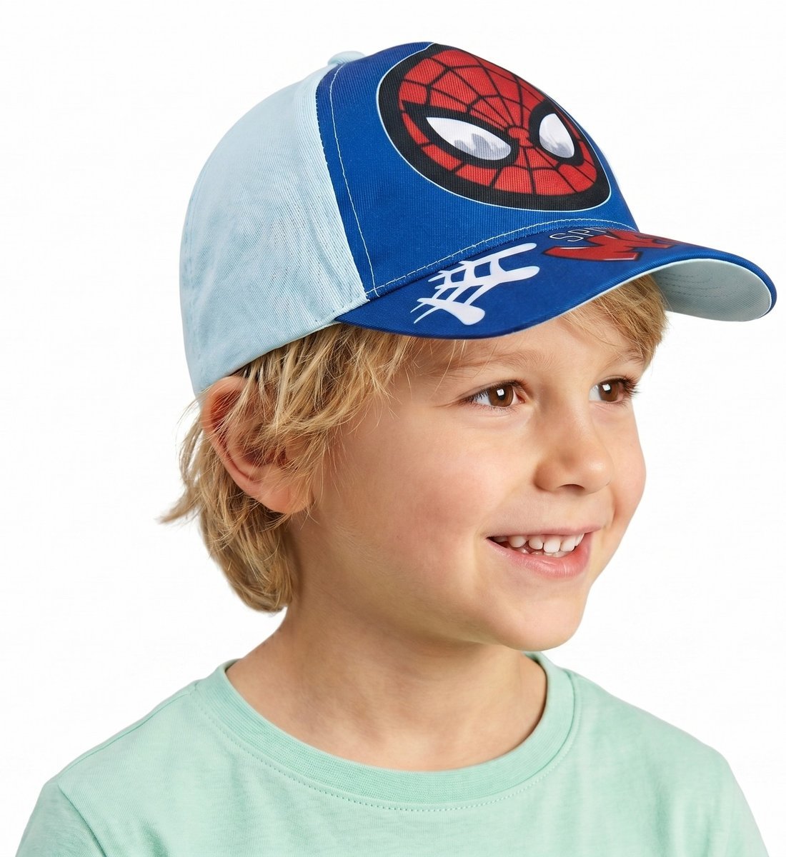 Chłopięca czapka z daszkiem Marvel Spider-Man – jasnoniebieska bejsbolówka, rozmiar 52 cm