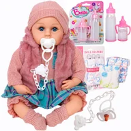 Lalki dla dziewczynek - Lalka bobas interaktywna mówi i śpiewa po polsku w zestawie SMOCZEK PAMPERSY BUTELKI - miniaturka - grafika 1