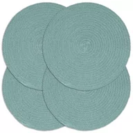 Obrusy i serwetki - vidaXL Maty na stół, 4 szt., gładkie, zielone, 38 cm, okrągłe, bawełna - miniaturka - grafika 1