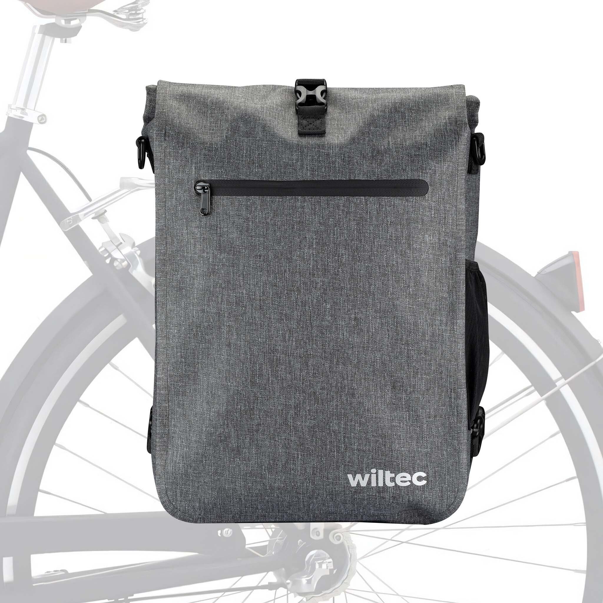 Torba bagażowa Wiltec szara, plecak rowerowy 25 l, torba bagażowa z przegrodą na laptopa, wodoodporna torba rowerowa