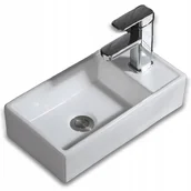 Umywalki - UMYWALKA NABLATOWA PROSTOKĄTNA CERAMICZNA BIAŁA STAWIANA NA BLAT POŁYSKOWA - miniaturka - grafika 1